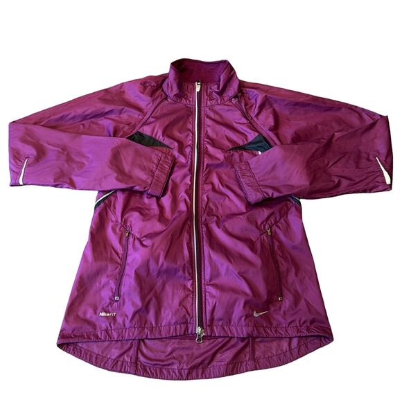 Nike Women's Convertible Running Jacket Dark Fuchsia Size M - Picture 1 of 15